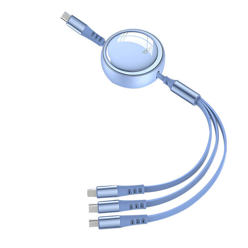 100W超級快充三合一伸縮數據線車用充電多功能頭適用蘋果華爲安卓 100W超級快充三合一伸縮數據線車用充電多功能頭適用蘋果華爲安卓