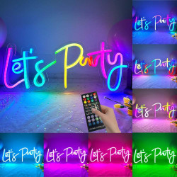 Let's party幻彩霓虹燈牌電競遊戯RGB裝飾燈happy birthday全彩燈