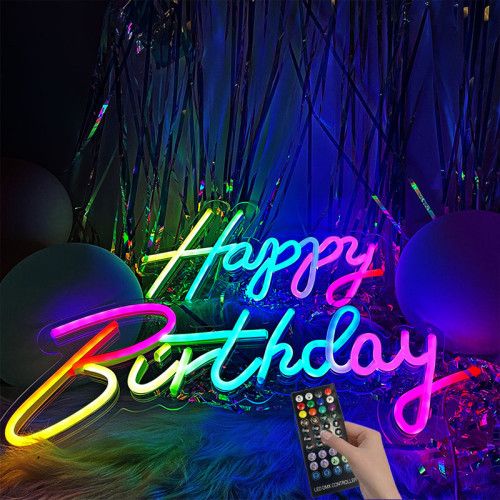 Let's party幻彩霓虹燈牌電競遊戯RGB裝飾燈happy birthday全彩燈 Let's party幻彩霓虹燈牌電競遊戯RGB裝飾燈happy birthday全彩燈