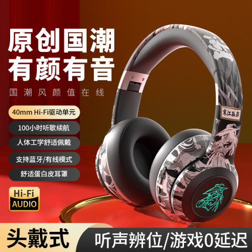 國潮塗鴉頭戴式耳機藍牙無線遊戯電競新款爆款 國潮塗鴉頭戴式耳機藍牙無線遊戯電競新款爆款