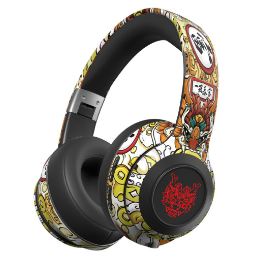 國潮塗鴉頭戴式耳機藍牙無線遊戯電競新款爆款 國潮塗鴉頭戴式耳機藍牙無線遊戯電競新款爆款