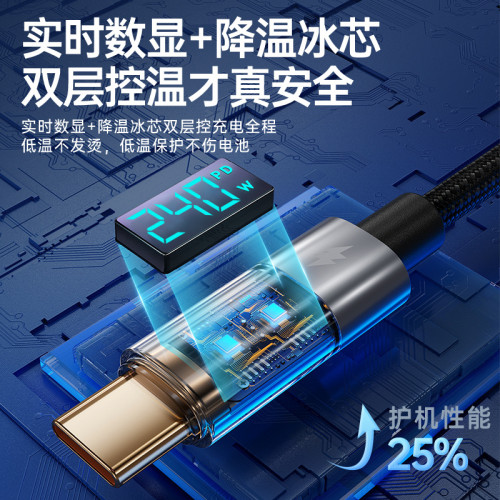 【實時數顯】240W透明快充數據線適用蘋果PD安卓華爲筆電通用 【實時數顯】240W透明快充數據線適用蘋果PD安卓華爲筆電通用
