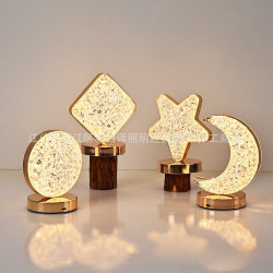 款水晶星星觸控氛圍燈充電床頭LED台燈 水晶燈 小夜燈浪漫餐