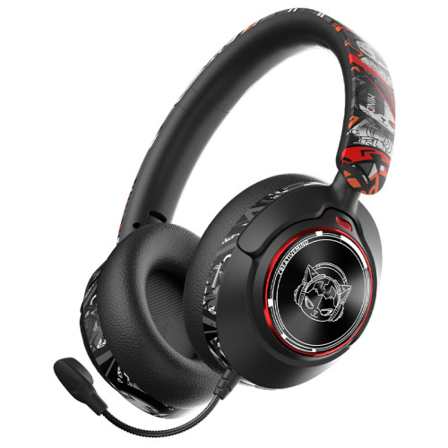 新款國潮頭戴式藍牙耳機無線帶麥主動降噪長續航塗鴉圖案