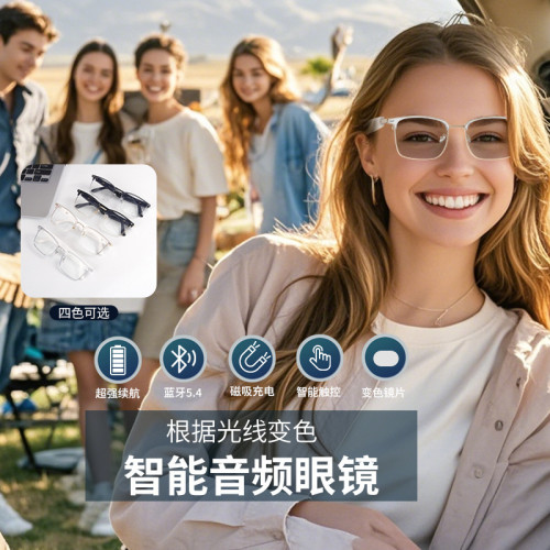 【AI翻譯】智能音頻藍牙眼鏡藍光變色聽歌通話高級商務