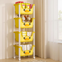 兒童書架收納架客廳落地多層零食置物架家用臥室兒童玩具架小推車