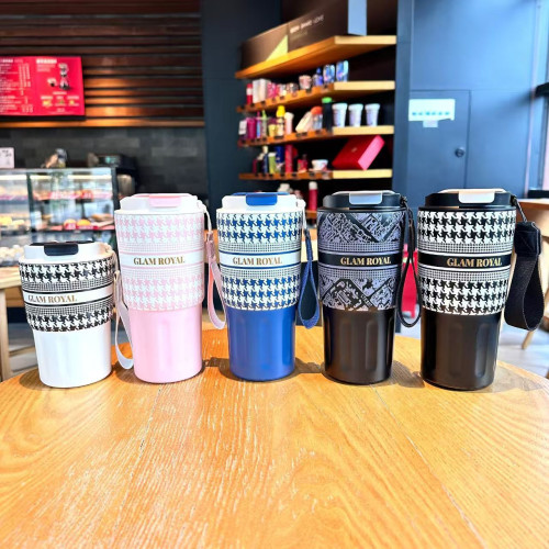 SITARAYURI創意3D格紋保溫杯女生不鏽鋼咖啡杯隨行水杯可攜式批 SITARAYURI創意3D格紋保溫杯女生不鏽鋼咖啡杯隨行水杯可攜式批