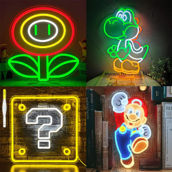 卡通動漫蘑菇恐龍霓虹燈遊戯馬裡奧led燈牌兒童臥室發光裝飾禮物