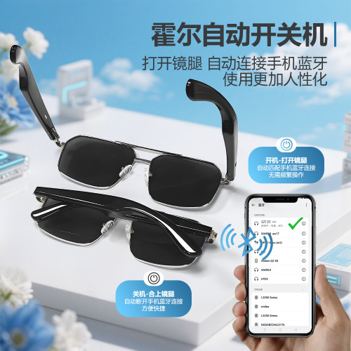 藍牙AI智能眼鏡自動開關機金屬彈簧鉸鏈設計智能眼鏡聽歌通話眼鏡