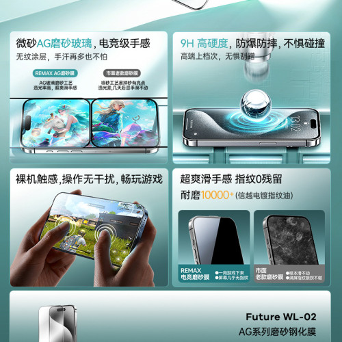 Remax未來系列鋼化膜適用於蘋果17系列手機膜高清磨砂防窺保護膜 Remax未來系列鋼化膜適用於蘋果17系列手機膜高清磨砂防窺保護膜