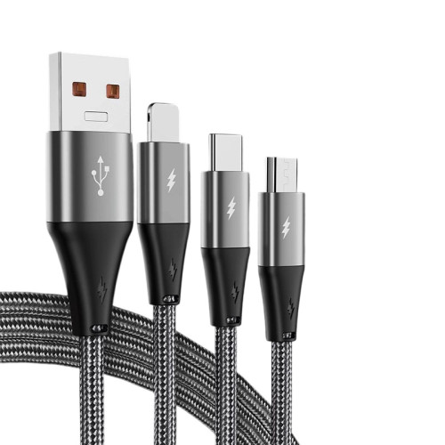 66w一拖三數據線三合一6A超級快充適用於蘋果華爲typec多頭車用