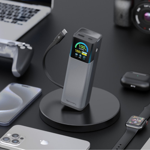 自帶伸縮線100W超級快充TFT大功率充電寶27000安培筆電行動電源