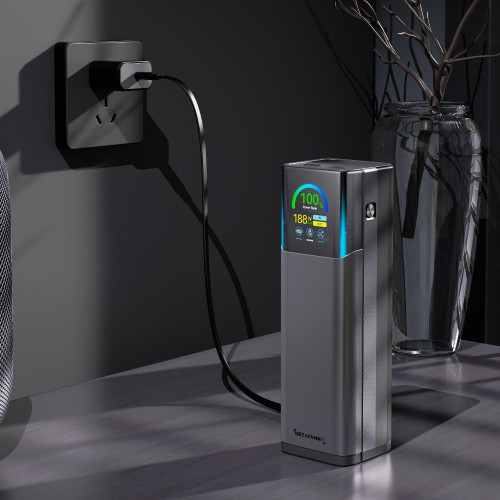 自帶伸縮線100W超級快充TFT大功率充電寶27000安培筆電行動電源