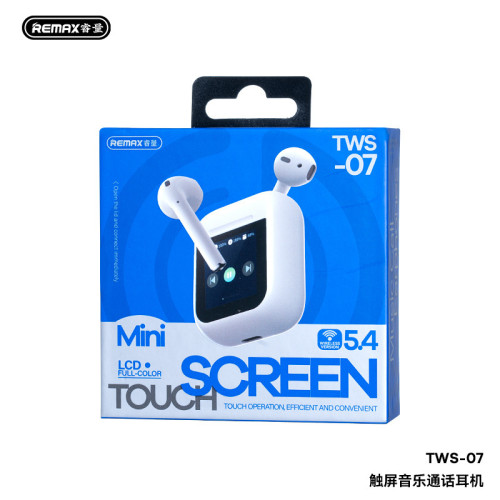 Remax新款半入耳式觸控螢幕藍牙耳機帶顯示屏TWS無線耳機音樂通話耳機 Remax新款半入耳式觸控螢幕藍牙耳機帶顯示屏TWS無線耳機音樂通話耳機