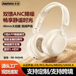 Remax無線頭戴式耳機雙餽ANC降噪音樂通話藍牙耳機長續航藍牙5.4