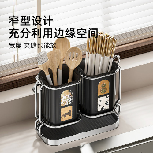 廚房筷子筒台面筷簍餐具勺子瀝水納盒家用壁掛免打孔筷籠置物架 廚房筷子筒台面筷簍餐具勺子瀝水納盒家用壁掛免打孔筷籠置物架