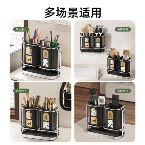 廚房筷子筒台面筷簍餐具勺子瀝水納盒家用壁掛免打孔筷籠置物架 廚房筷子筒台面筷簍餐具勺子瀝水納盒家用壁掛免打孔筷籠置物架