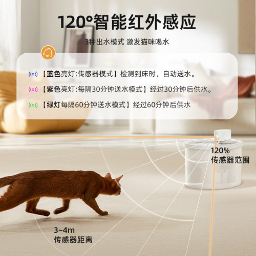 智能貓咪飲水機不插電抗菌寵物自動飲水器紅外循環活水感應 智能貓咪飲水機不插電抗菌寵物自動飲水器紅外循環活水感應