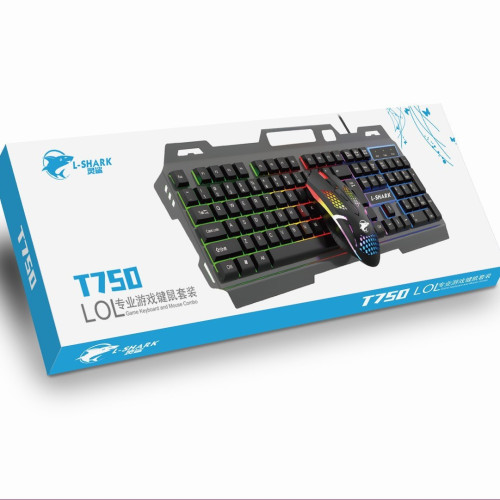 靈鯊T750機械手感鍵盤電競桌上型機筆電辦公遊戯有線金屬鍵鼠套裝 靈鯊T750機械手感鍵盤電競桌上型機筆電辦公遊戯有線金屬鍵鼠套裝