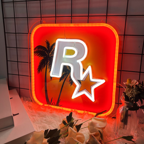 罪惡都市霓虹燈電競遊戯裝飾R星發光字Vice City標志GTA造型燈 罪惡都市霓虹燈電競遊戯裝飾R星發光字Vice City標志GTA造型燈