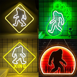 大腳怪霓虹燈UV印刷氛圍裝飾燈USB亞克力發光燈牌