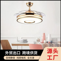風扇燈家用智能餐廳電風扇吊燈客廳隱形大風力一體臥室燈吊扇燈具