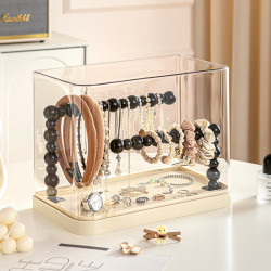 亞克力收納盒桌面首飾項鍊大腸髮圈掛架透明塑膠防塵展示架儲物盒