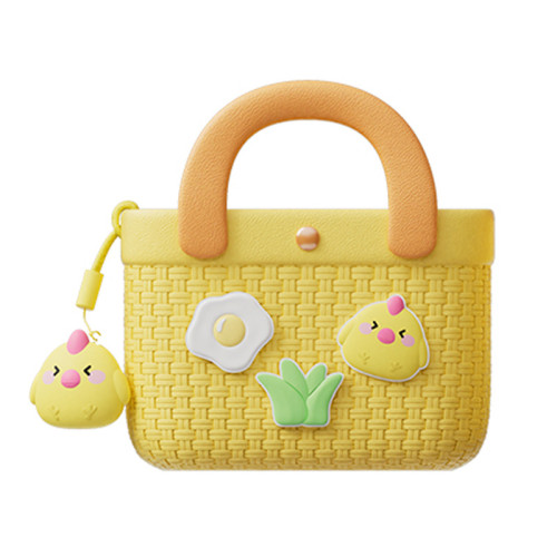 新款兒童斜後背包包女童可愛卡通零錢包大容量手提包竹編紋理單肩包