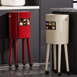 高顔值垃圾桶家用帶蓋客廳臥室廚房高級感大號大容量不彎腰高腳筒