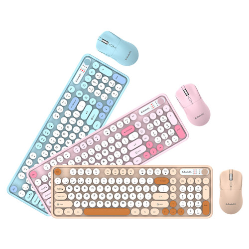 蝰蛇WK300雙模無線藍牙鍵盤滑鼠龐克鍵帽桌上型電腦筆電女生鍵盤