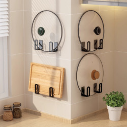 鍋蓋架免打孔壁掛式菜板砧板架家用廚房置物架多功能牆上放置神器