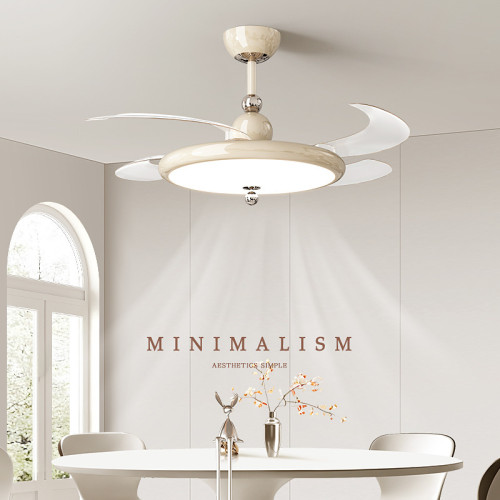 奶油中古隱形風扇燈意式餐廳吸頂燈臥室高級時尚全光譜led護眼燈 奶油中古隱形風扇燈意式餐廳吸頂燈臥室高級時尚全光譜led護眼燈