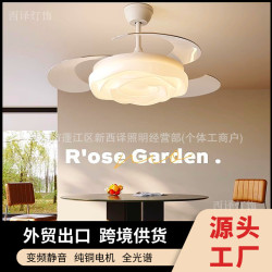 智能風扇燈客廳隱形北歐吊扇燈餐廳臥室家用簡約現代led電風扇吊