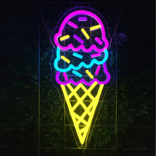 冰淇淋霓虹燈牌亞克力LED燈USB供業店鋪咖啡館冷飲店餐廳裝飾 冰淇淋霓虹燈牌亞克力LED燈USB供業店鋪咖啡館冷飲店餐廳裝飾