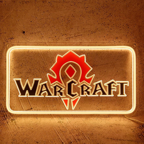 魔獸部落標志霓虹燈牌亞克力LED燈USB供電聯盟發光標志電競房裝飾 魔獸部落標志霓虹燈牌亞克力LED燈USB供電聯盟發光標志電競房裝飾