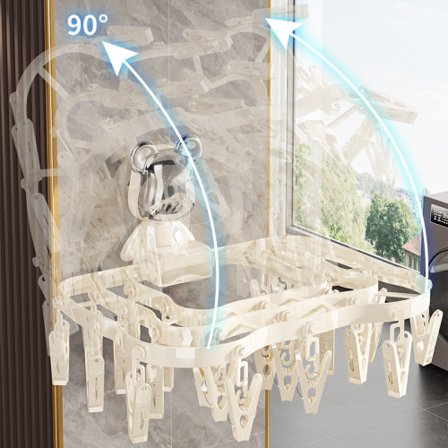 襪子晾曬架家用陽台收納神器多功能內衣內褲防風可折曡多夾晾衣架 襪子晾曬架家用陽台收納神器多功能內衣內褲防風可折曡多夾晾衣架