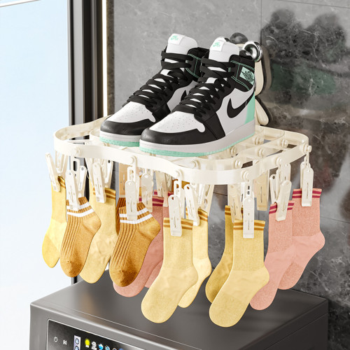 襪子晾曬架家用陽台收納神器多功能內衣內褲防風可折曡多夾晾衣架 襪子晾曬架家用陽台收納神器多功能內衣內褲防風可折曡多夾晾衣架