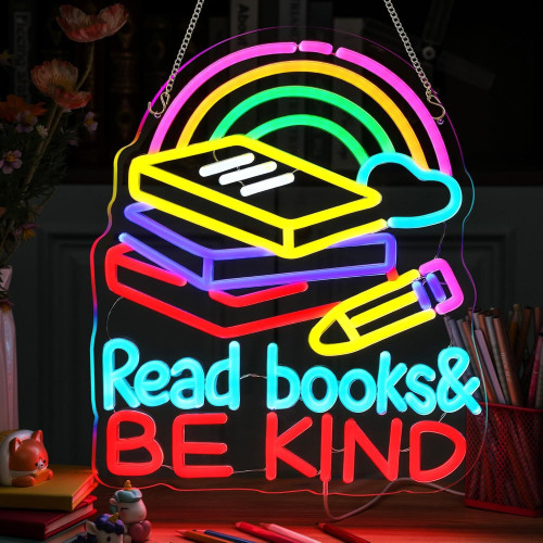 Readbooks造型霓虹燈女孩臥室圖書館閲讀室led燈牌幽靈發光標識 Readbooks造型霓虹燈女孩臥室圖書館閲讀室led燈牌幽靈發光標識