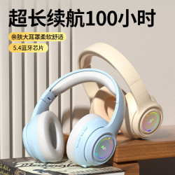 新款頭戴式藍牙耳機呼吸燈電競遊戯長續航低延遲