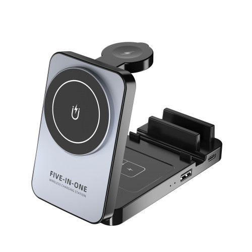五合一磁吸款折曡底座無線充電器適用蘋果手錶耳機三合一