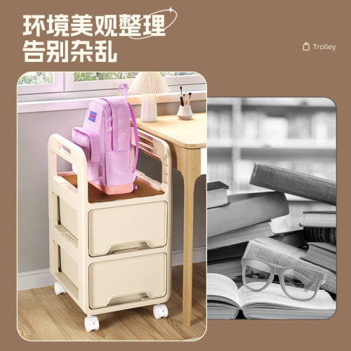 書包置物架可移動小推車書本收納架神器家用多層放書包桌下滑輪櫃 書包置物架可移動小推車書本收納架神器家用多層放書包桌下滑輪櫃