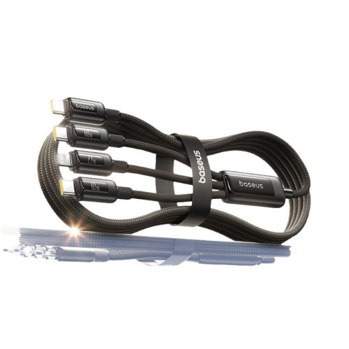 倍思車用數據線三合一充電線PD60W快充一拖三適用蘋果16華爲安卓t