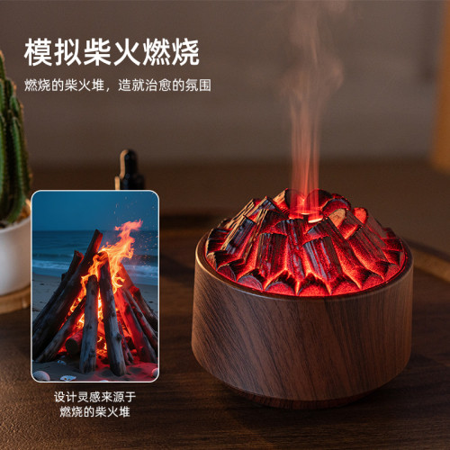 25年新品仿真炭火加溼器家用室內臥室火山精油香薰機USB加溼器 25年新品仿真炭火加溼器家用室內臥室火山精油香薰機USB加溼器