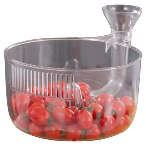 水果自動清洗瀝水籃塑膠透明廚房果蔬漏水盆乾溼分離蝸牛濾水神器 水果自動清洗瀝水籃塑膠透明廚房果蔬漏水盆乾溼分離蝸牛濾水神器