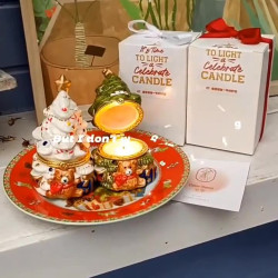 可愛聖誕樹香薰蠟燭復古陶瓷罐蠟燭持久畱香室內聖誕擺件香氛