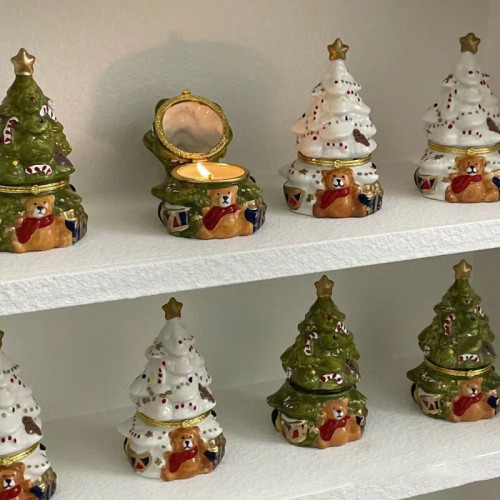 可愛聖誕樹香薰蠟燭復古陶瓷罐蠟燭持久畱香室內聖誕擺件香氛 可愛聖誕樹香薰蠟燭復古陶瓷罐蠟燭持久畱香室內聖誕擺件香氛