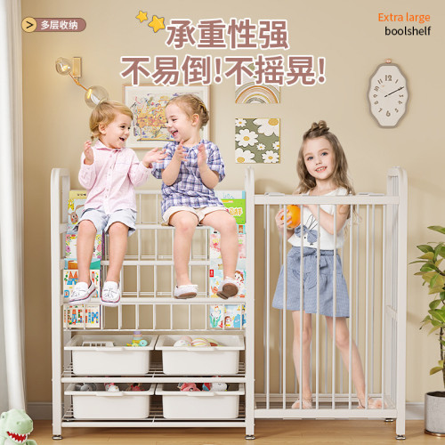 兒童書架繪本架書本玩具收納架一體簡易家用置物架落地寶寶閲讀架 兒童書架繪本架書本玩具收納架一體簡易家用置物架落地寶寶閲讀架