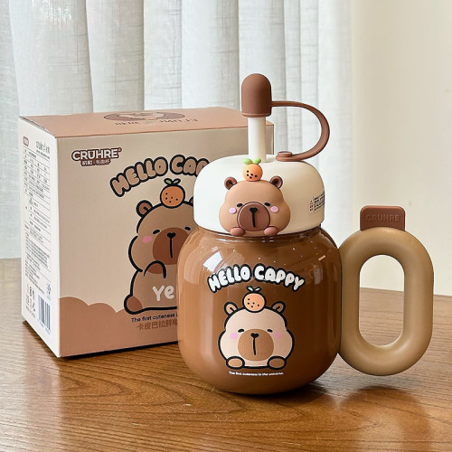 卡皮巴拉保溫杯女生高顔值2025新款兒童吸管水壺可愛網紅大肚杯子 卡皮巴拉保溫杯女生高顔值2025新款兒童吸管水壺可愛網紅大肚杯子