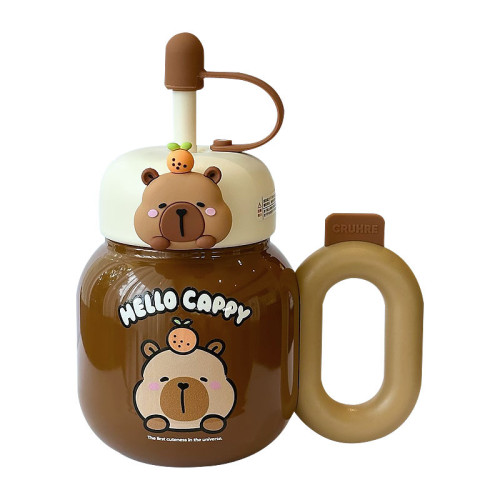 卡皮巴拉保溫杯女生高顔值2025新款兒童吸管水壺可愛網紅大肚杯子 卡皮巴拉保溫杯女生高顔值2025新款兒童吸管水壺可愛網紅大肚杯子
