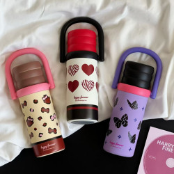 新款可攜式保溫杯復古高顔值水杯新款手提隨行杯學生大容量一蓋雙飲